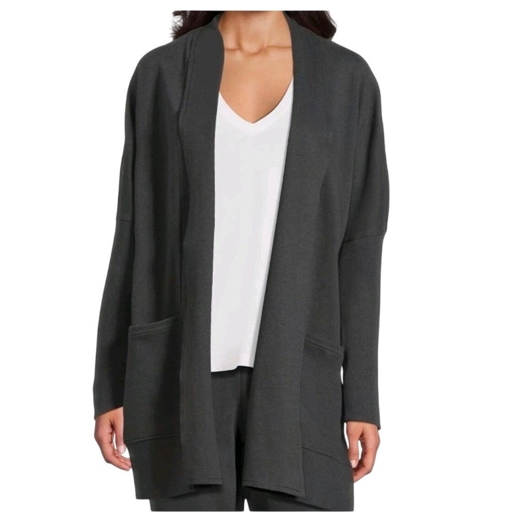 Pact Airplane Wrap Cardigan XS Black Organic Cotton Travel Minimalist Pocket